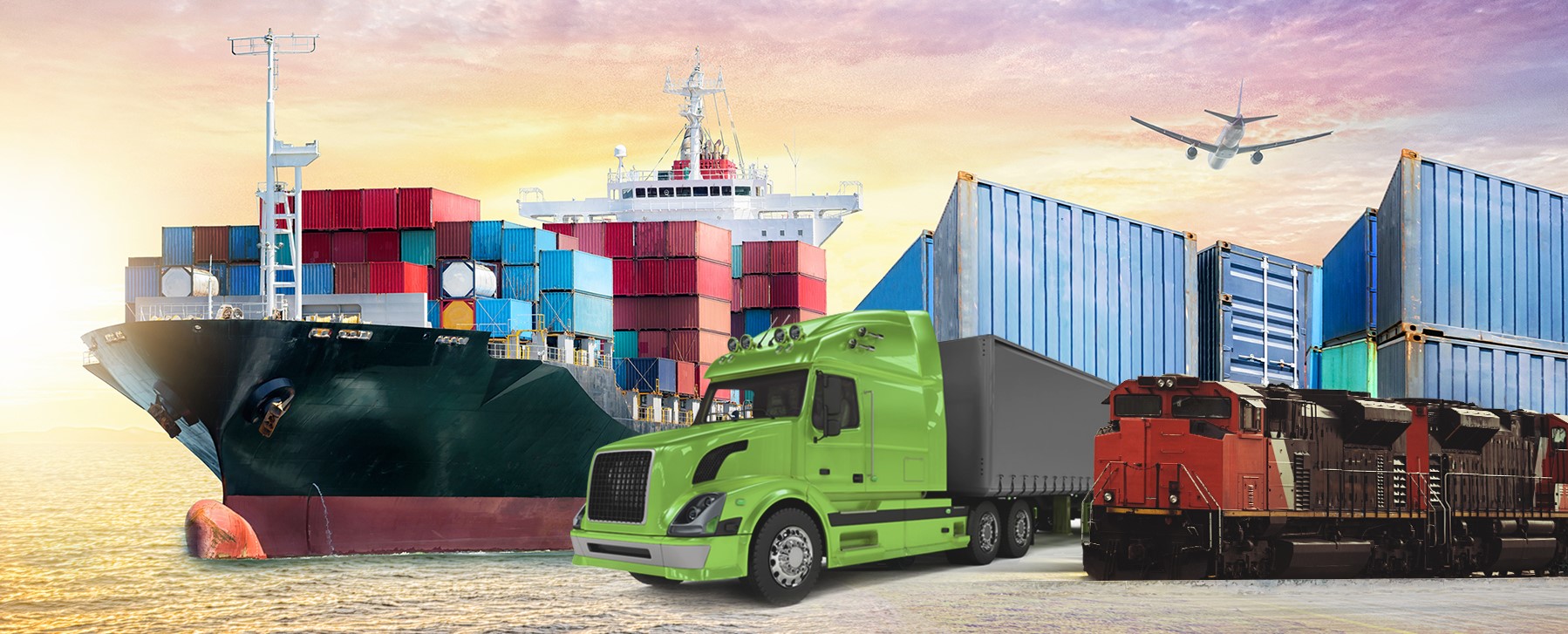 Logistics import export background and container cargo transport concept